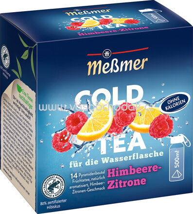 Meßmer Cold Tea Früchtetee Himbeere Zitrone, 14 Beutel