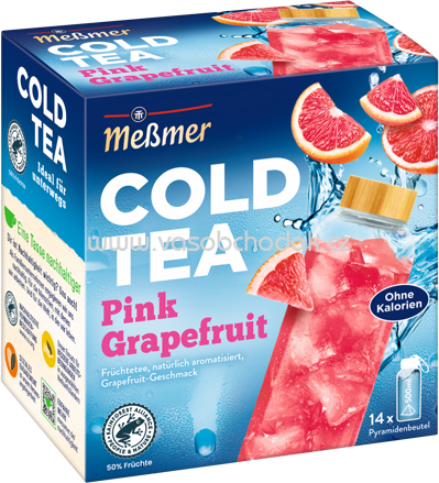 Meßmer Cold Tea Früchtetee Pink Grapefruit, 14 Beutel