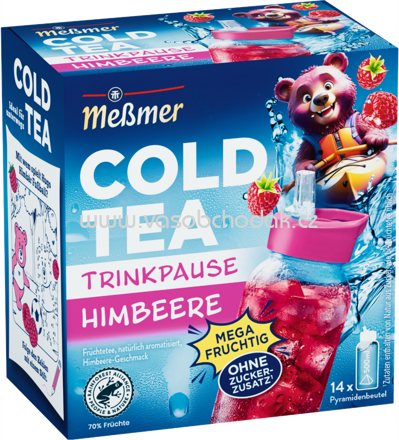 Meßmer Cold Tea Früchtetee Trinkpause Himbeere, 14 Beutel