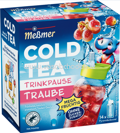 Meßmer Cold Tea Früchtetee Trinkpause Traube, 14 Beutel