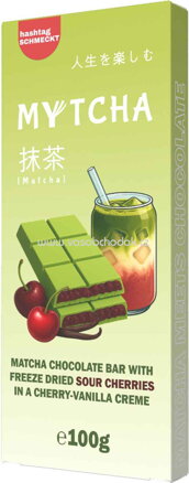 Mytcha Matcha Chocolate Bar Freeze Dried Sour Cherries, 100g