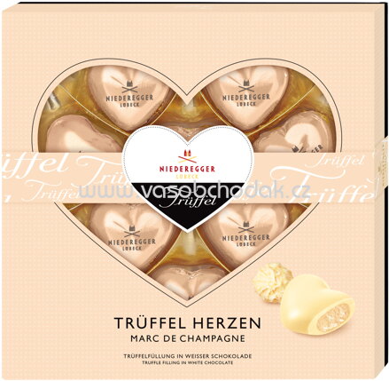 Niederegger Trüffel Herzen Marc de Champagne, 125g