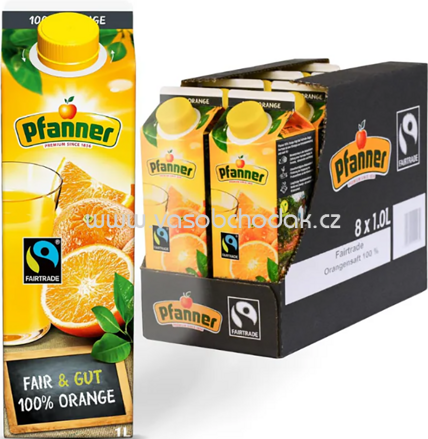 Pfanner Fairtrade 100% Orange, 8x1l