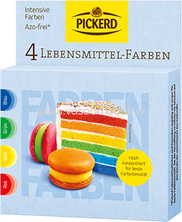 Pickerd Lebensmittel Farben gelb, rot, grün, blau, 32g