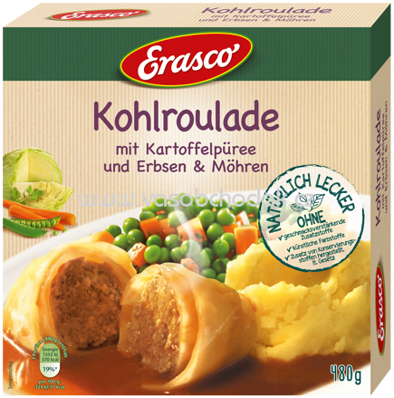 Erasco Kohlroulade mit Erbsen, Möhren und Kartoffelpüree, 480g