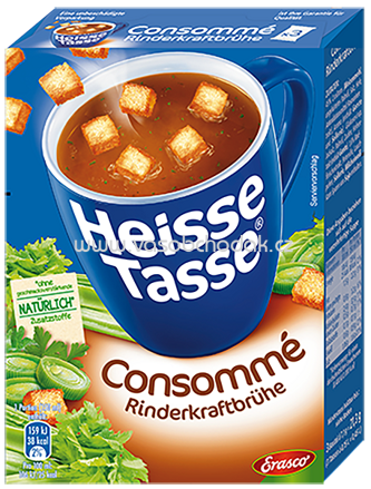 Erasco Heisse Tasse Consommé Rinderkraftbrühe, 3x150 ml