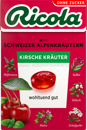 Ricola Bonbon Kirsche Kräuter, zuckerfrei, 50g