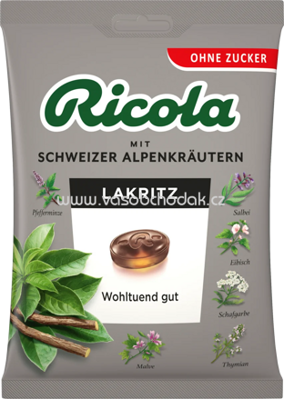 Ricola Bonbon Lakritz, zuckerfrei, 75g
