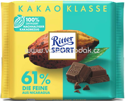 Ritter Sport Kakao Klasse 61% die Feine aus Nicaragua, 100g