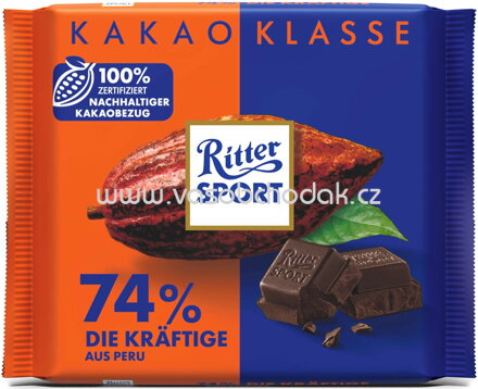 Ritter Sport Kakao Klasse 74% die Kräftige aus Peru, 100g