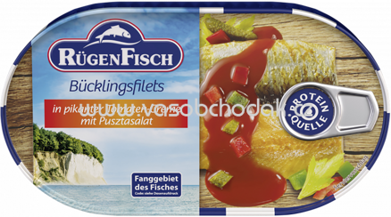 Rügen Fisch Bücklingsfilets in pikanter Tomaten Creme mit Pusztasalat, 200g