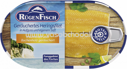 Rügen Fisch Geräuchertes Heringsfilet in Aufguss und eigenem Saft, 100g