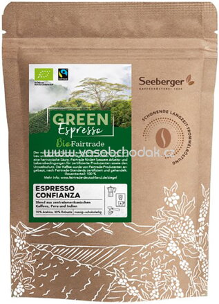 Seeberger Confianza Bio-Fairtrade Espresso ganze Bohne, 250g