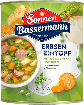 Sonnen Bassermann Eintopf - Erbsen Eintopf mit herzhaften Würstchen, 800g