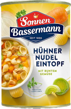 Sonnen Bassermann Eintopf 1 Teller - Hühner Nudel Eintopf mit buntem Gemüse, 400g