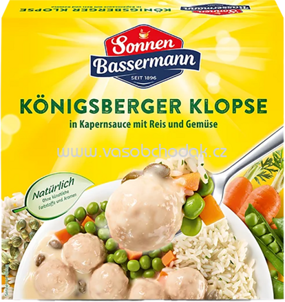 Sonnen Bassermann Fertiggerichte Königsberger Klopse in Kapernsauce mit Reis und Gemüse, 1 St