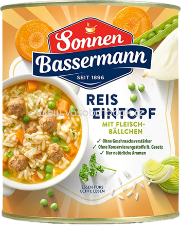 Sonnen Bassermann Eintopf - Reis Eintopf mit Fleischbällchen, 800g