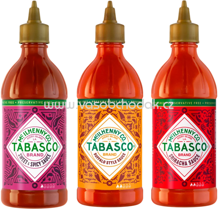 Tabasco Saucen Set - Buffalo Style, Sweet & Spicy, Sriracha, 3x256 ml, 768 ml