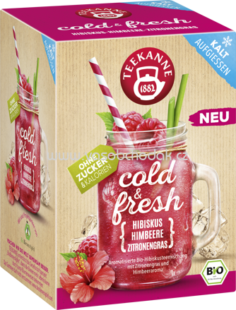 Teekanne cold & fresh Hibiskus-Himbeere-Zitronengras, 15 Beutel