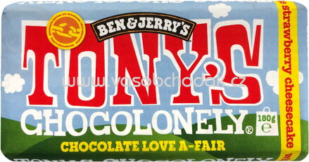 Tony's Chocolonely und Ben & Jerry's Weiße Schokolade Strawberry Cheesecake, 180g