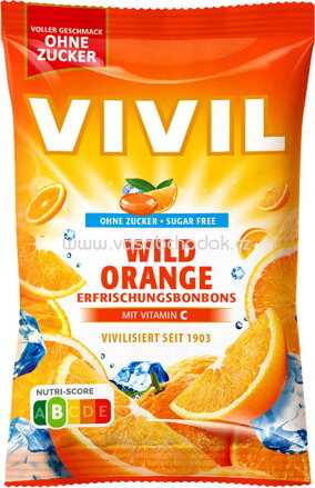 Vivil Erfrischungsbonbons Wild Orange ohne Zucker, 120g