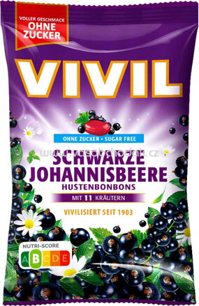 Vivil Hustenbonbons Schwarze Johannisbeere ohne Zucker, 120g