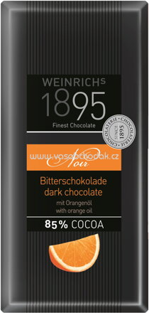 WEINRICHs Bitter Schokolade Orange 85% Cocoa, 100g