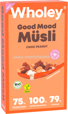 Wholey Good Mood Müsli Choc Peanut, 375g