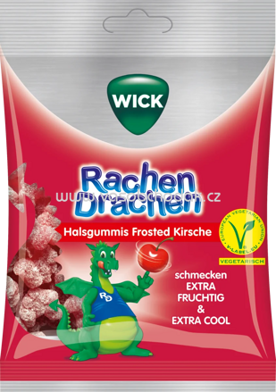 Wick Gummidrops, Rachen Drachen Kirsche, gelatinefrei, 75g