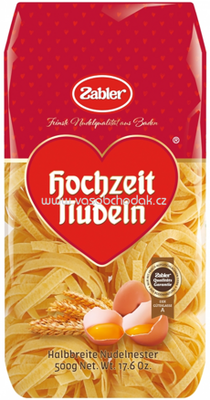 Zabler Hochzeit Nudeln Halbbreite Nudelnester, 500g