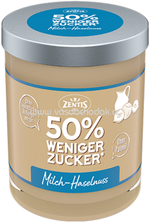 Zentis 50% Weniger Zucker Milch Haselnuss, 200g