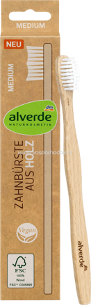 Alverde NATURKOSMETIK Zahnbürste aus Holz medium, 1 St