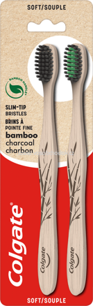 Colgate Zahnbürste Bamboo Aktivkohle Weich, Doppelpack,2 St
