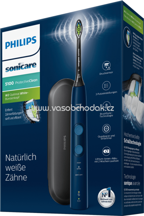Philips Schallzahnbürste 5100 Protective Clean blau, Reise Etui, 1 St