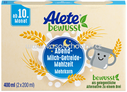 Alete Abend Milch Getreide Mahlzeit Mehrkorn, ab 10. Monat, 2x200ml, 0,4 l