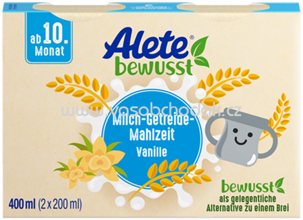 Alete Milch Getreide Mahlzeit Vanille, ab 10. Monat, 2x200 ml, 0,4l