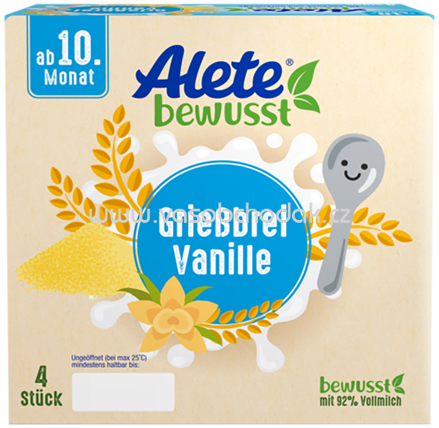 Alete Grießbrei Vanille, ab 10. Monat, 4x100g, 0,4 kg
