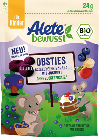 Alete Kindersnack Obsties Heidelbeere Banane mit Joghurt , ab 3 Jahren, 24g