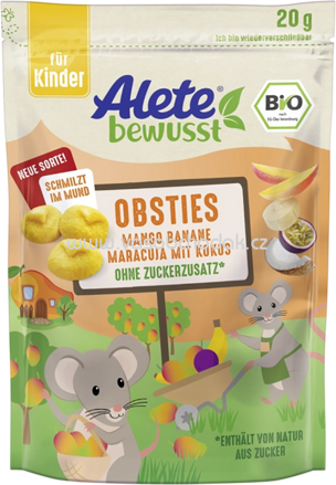 Alete Kindersnack Obsties Mango Banane Maracuja mit Kokos, ab 3 Jahren, 20g