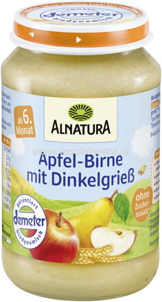Alnatura Apfel-Birne mit Dinkelgrieß, nach dem 6. Monat, 190g