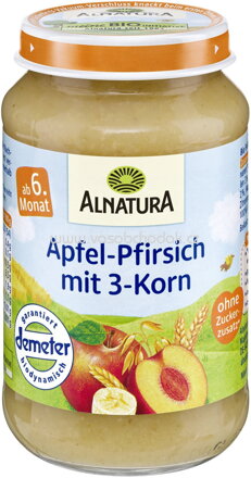 Alnatura Apfel Pfirsich mit 3-Korn, ab 6. Monat, 190g