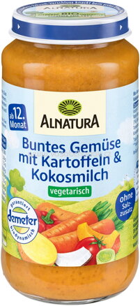 Alnatura Buntes Gemüse mit Kartoffeln & Kokosmilch, ab 12. Monat, 250g