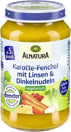 Alnatura Karotte-Fenchel mit Linsen & Dindelnudeln, ab 5. Monat, 190g