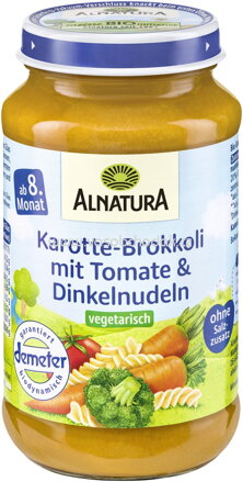 Alnatura Karotten-Brokkoli mit Tomate und Dinkelnudeln, ab 8. Monat, 220g