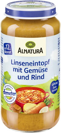 Alnatura Linseneintopf mit Gemüse und Rind ab 12. Monat, 250g
