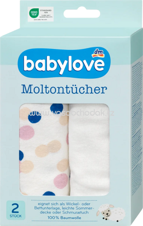 Babylove Moltontücher Punkte/uni, 2 St