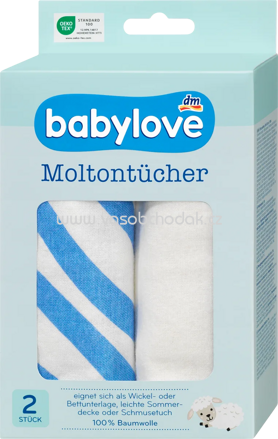 Babylove Moltontücher Streifen/uni, 2 St