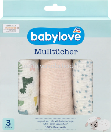 Babylove Mulltücher Dino/rosa, 3 St