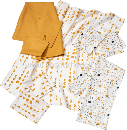 Babylove Mulltücher Starterset weiß/senf, 9 St