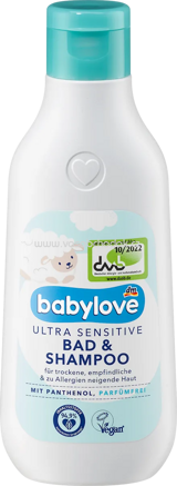 Babylove Baby Badezusatz 2in1 Bad & Shampoo ultra sensitive, 250 ml